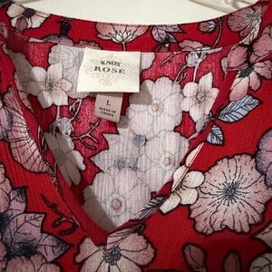 Knox Rose Red and Pink Floral Blouse